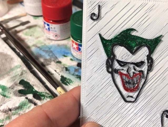 These Joker playing card props are modeled from the ones Mark Hamill's Joker had in Batman: The Animated Series.