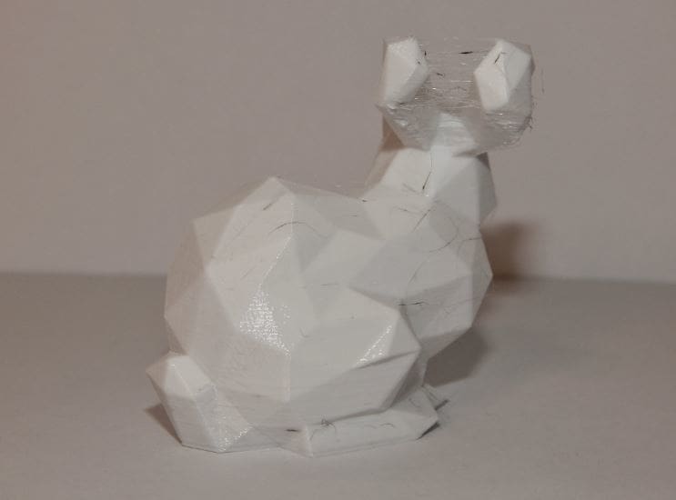 On the rear of the Stanford Bunny, we can more clearly see the stringing, especially between the ears.