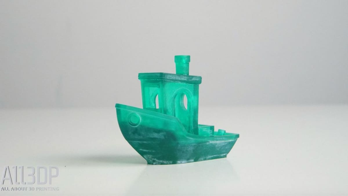 Benchy printed with Anycubic's standard green resin