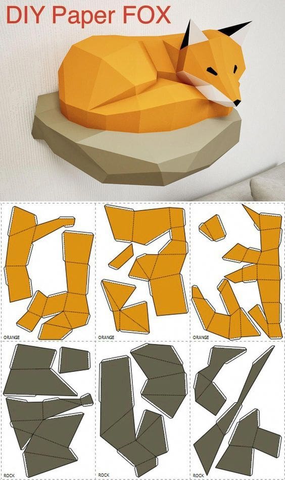 A paper model sheet with all parts