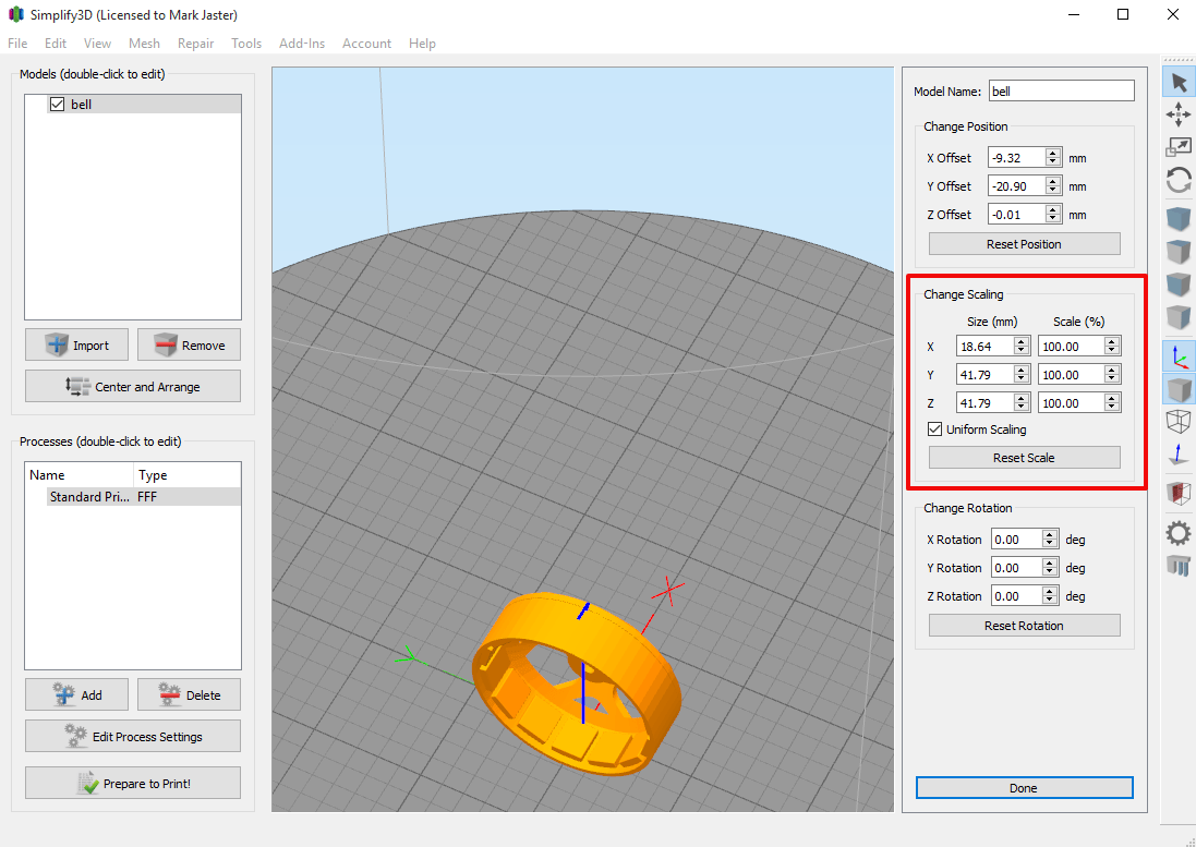 Simple move, rotate, and scale tools in Simplify3D