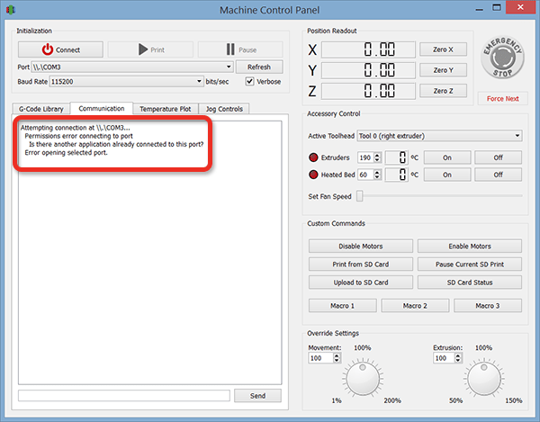 Connecting to your printer via a physical cable