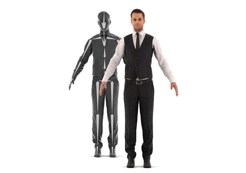A rigged 3D model of a man