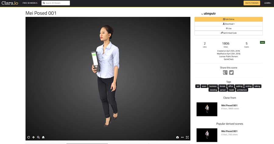 One of the free 3D models from Clara.io