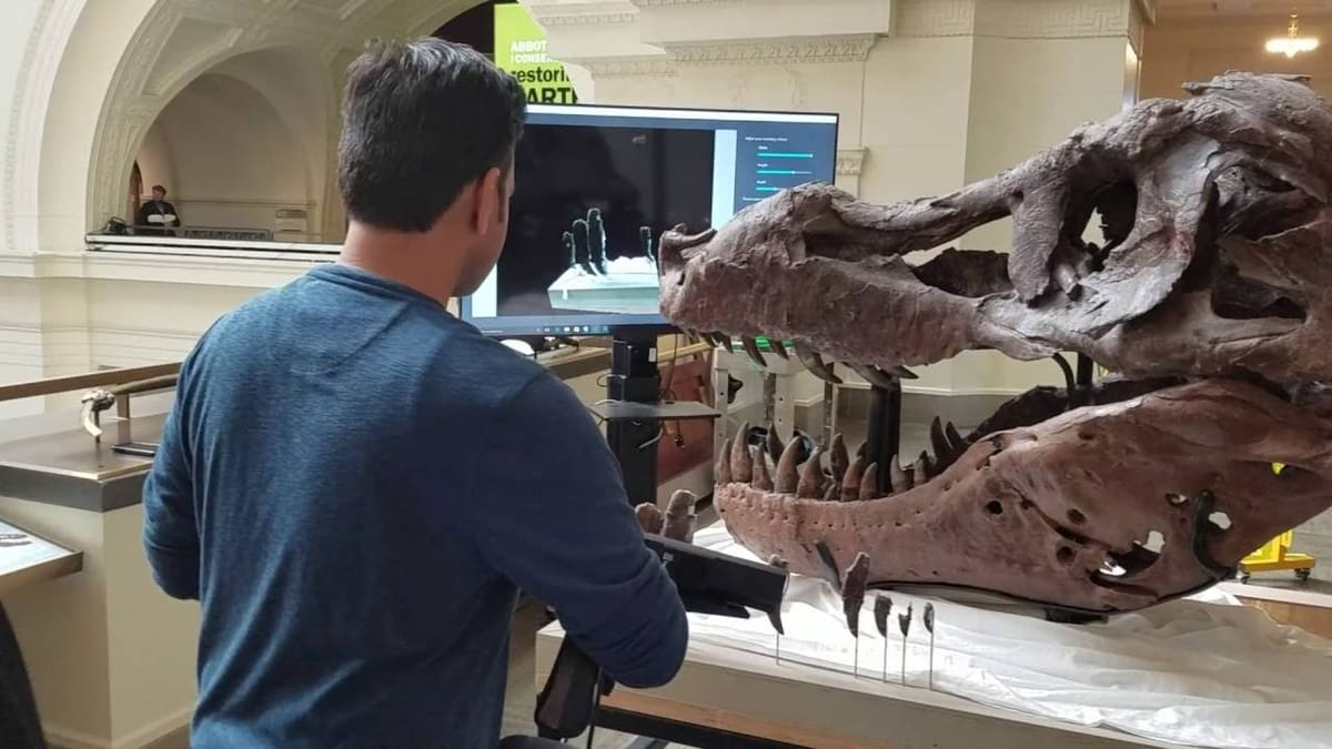 Museum workers and scientists use 3D scanning to share fossils around the world