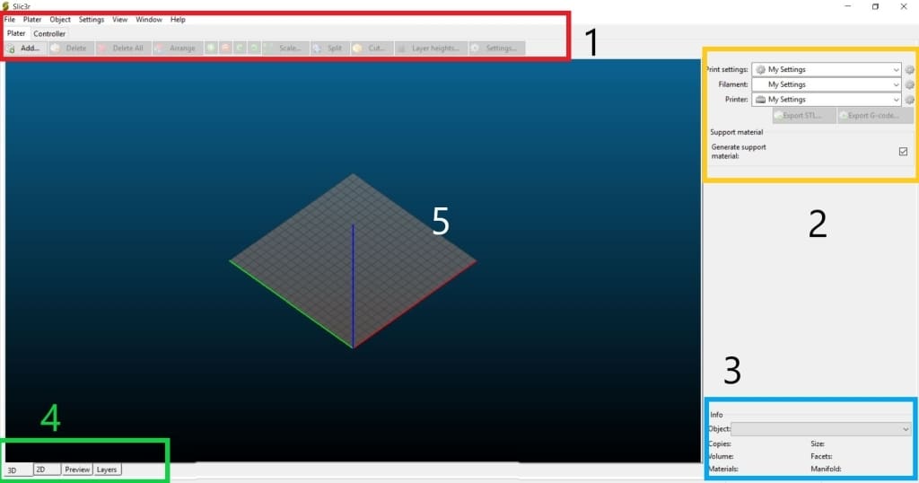Slic3r's main screen