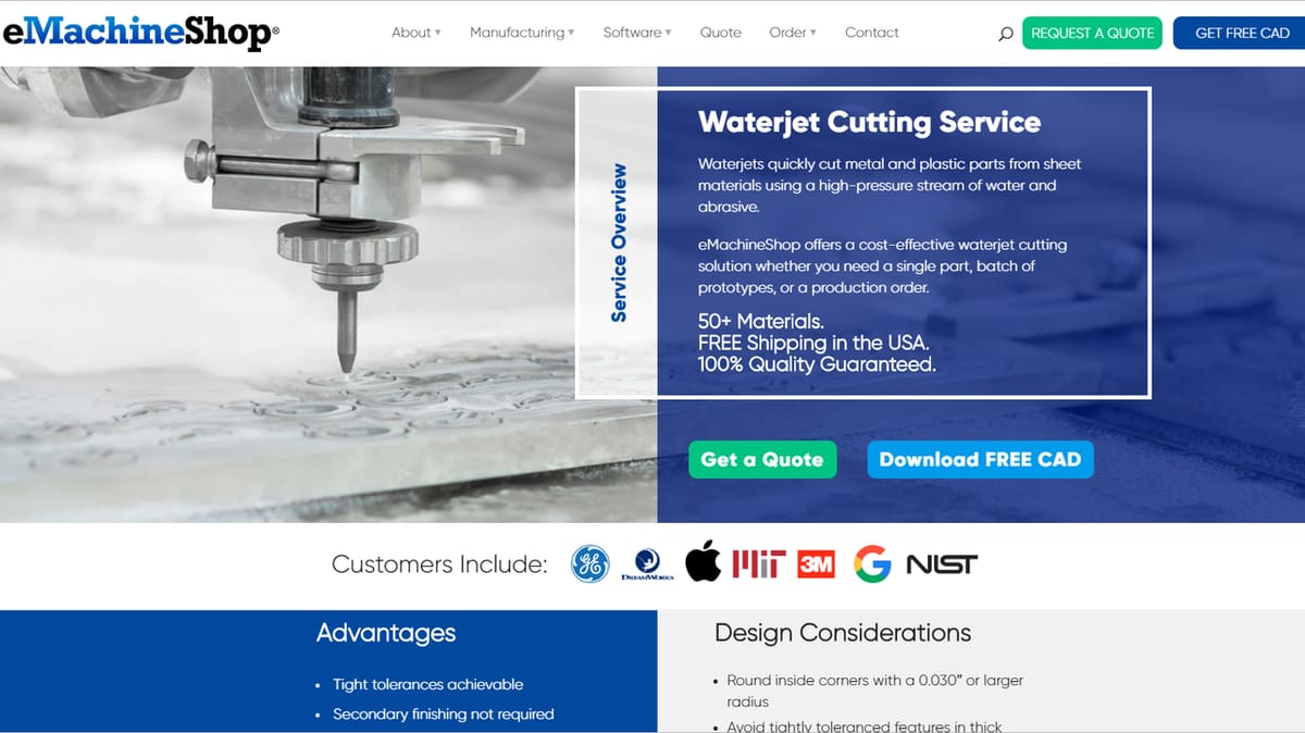 The eMachineShop website