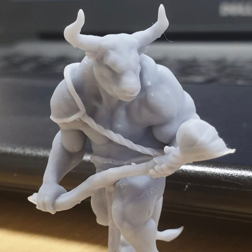 A close-up of a detailed Minotaur figurine