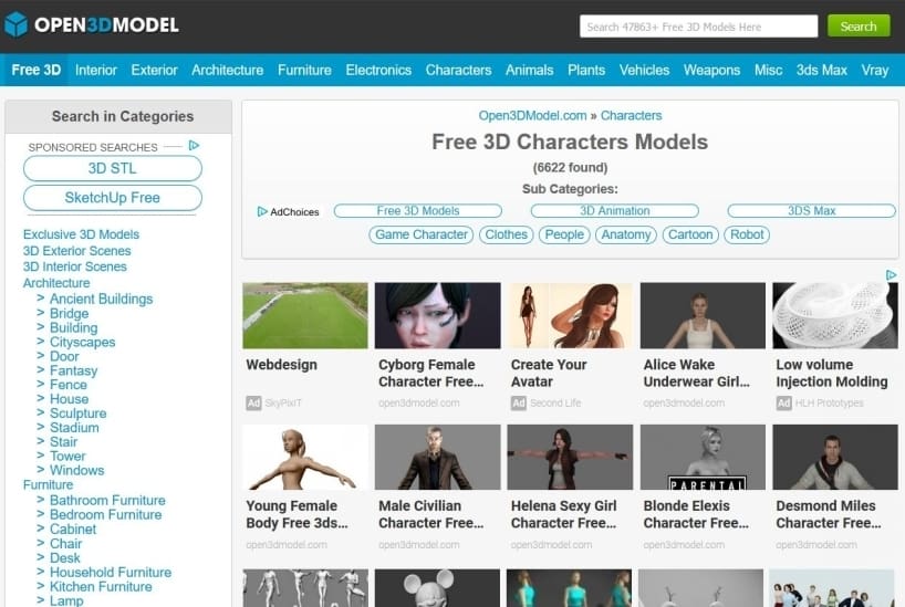 Open3DModel character results