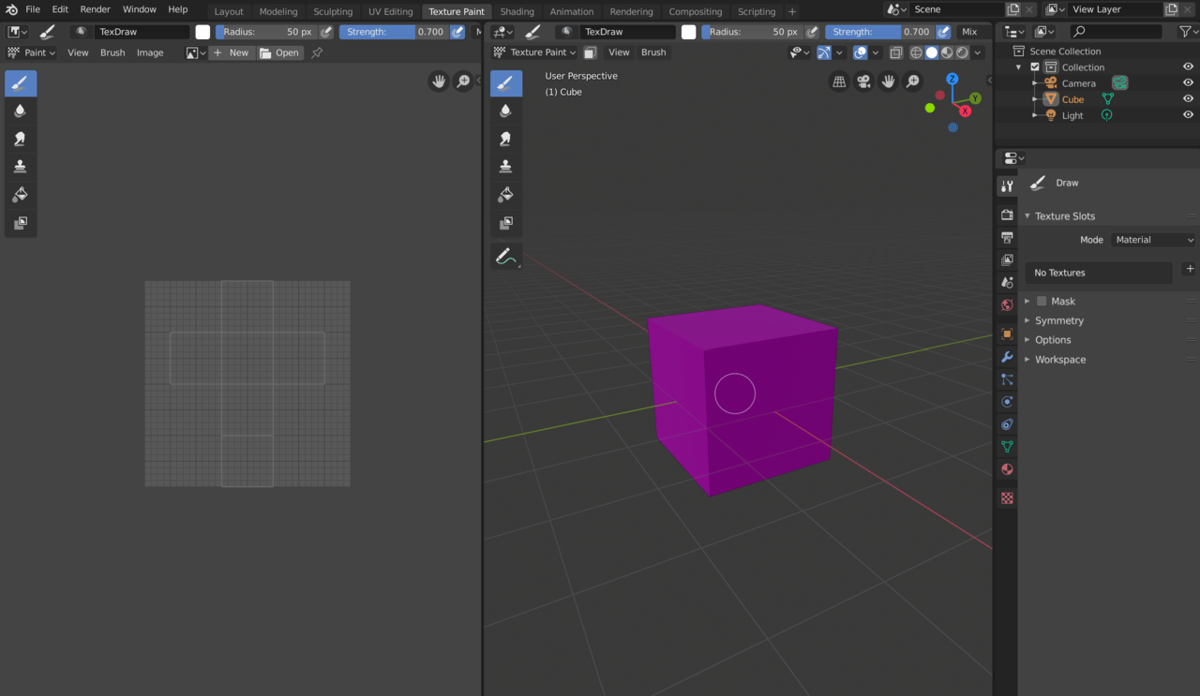 A cube in Blender with no textures applied