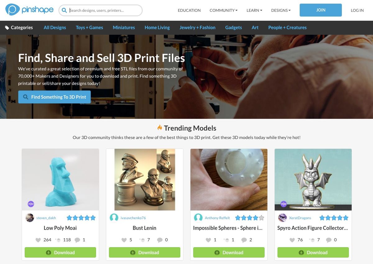 Image of Free STL Files for 3D Printing: Pinshape