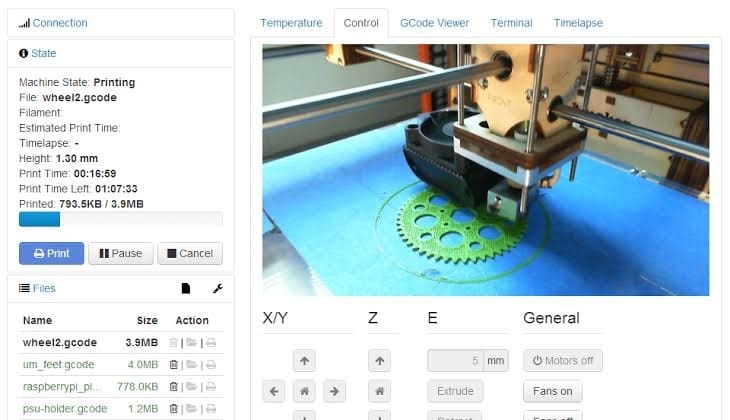 A webcam streaming through OctoPrint