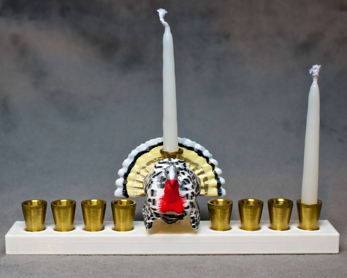 This thanksgiving menorah is the ultimate lazy man's holiday decoration!