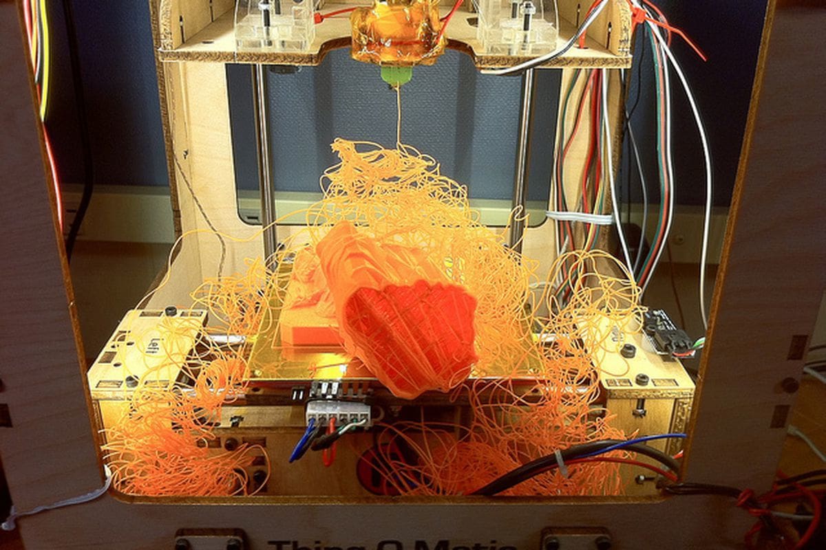 A dislodged and failed 3D print