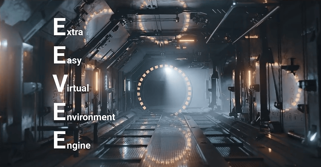 A futuristic corridor rendered in Eevee