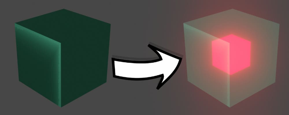 Picture of two cubes in Blender, one with transparency and one without