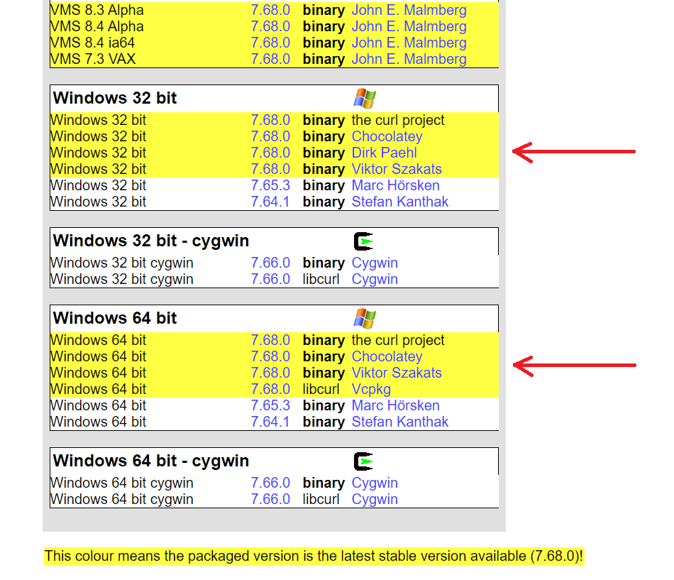 Select your OS and install cURL