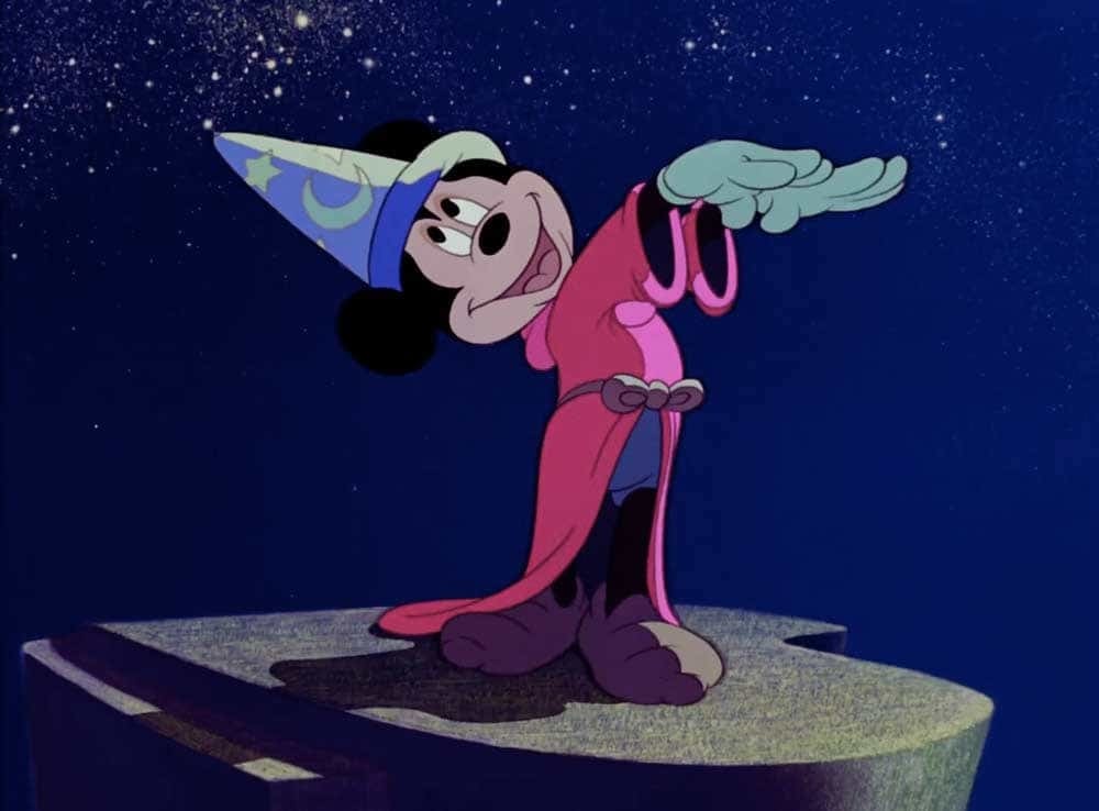 Mickey Mouse in a scene from Fantasia
