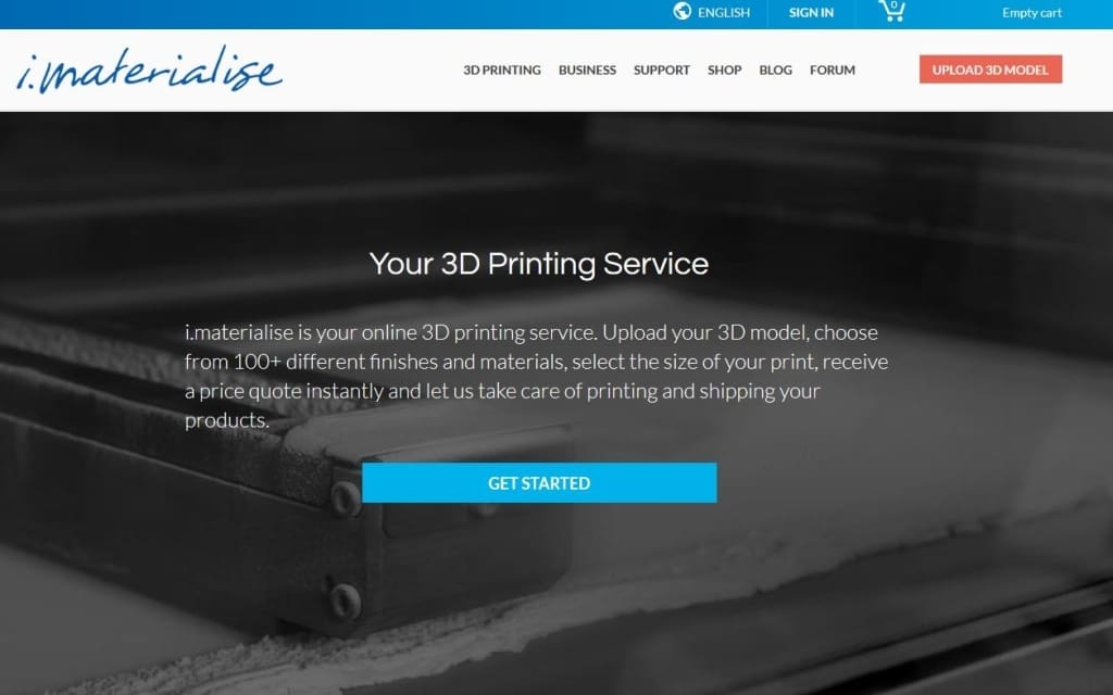 The i.Materialise main webpage