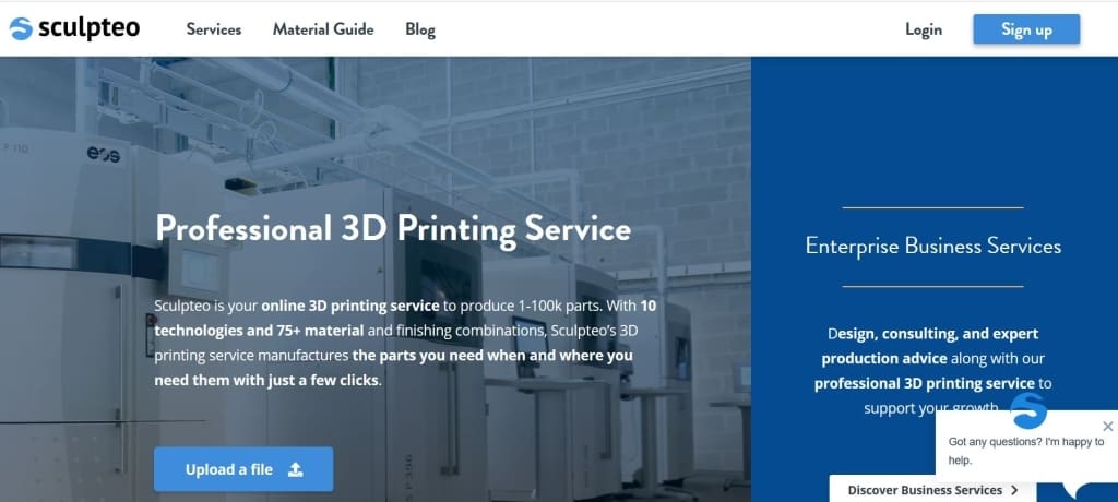 Sculpteo's homepage