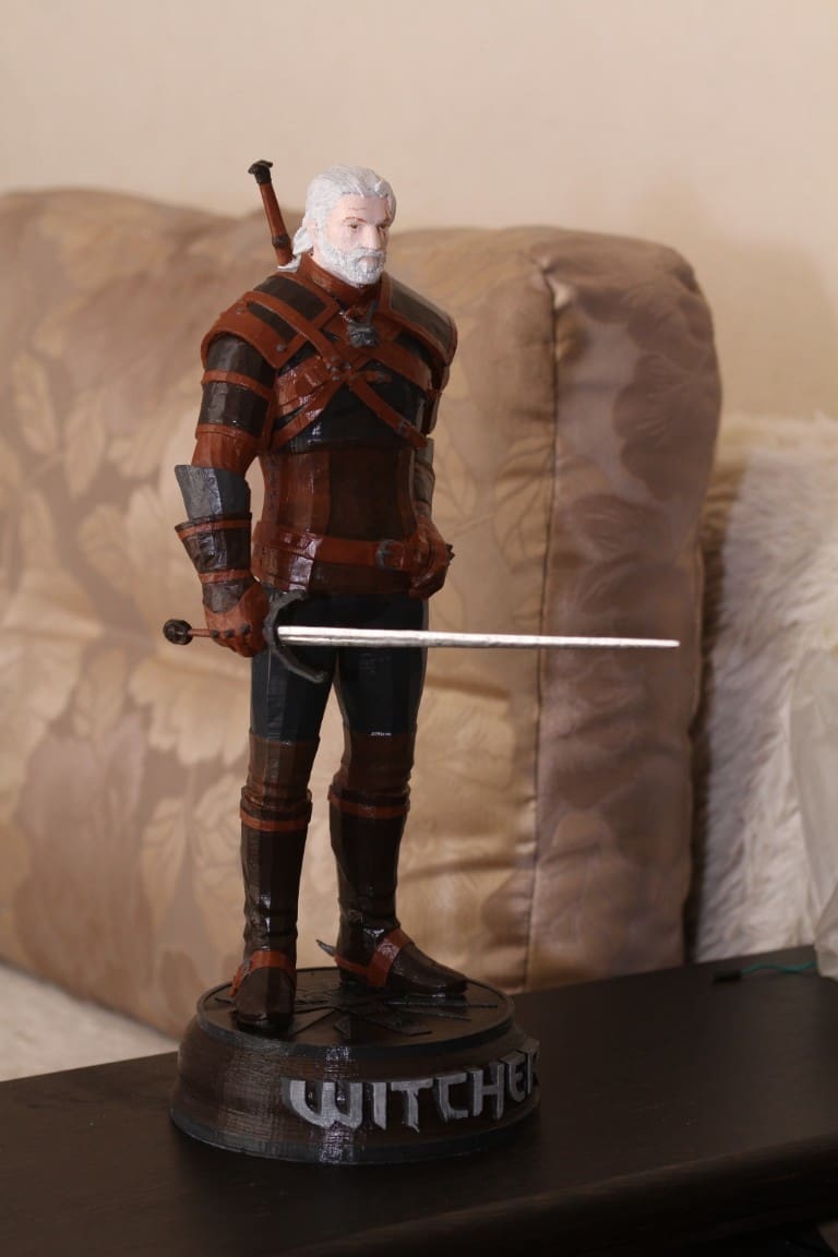 A statue representing Geralt of Rivia