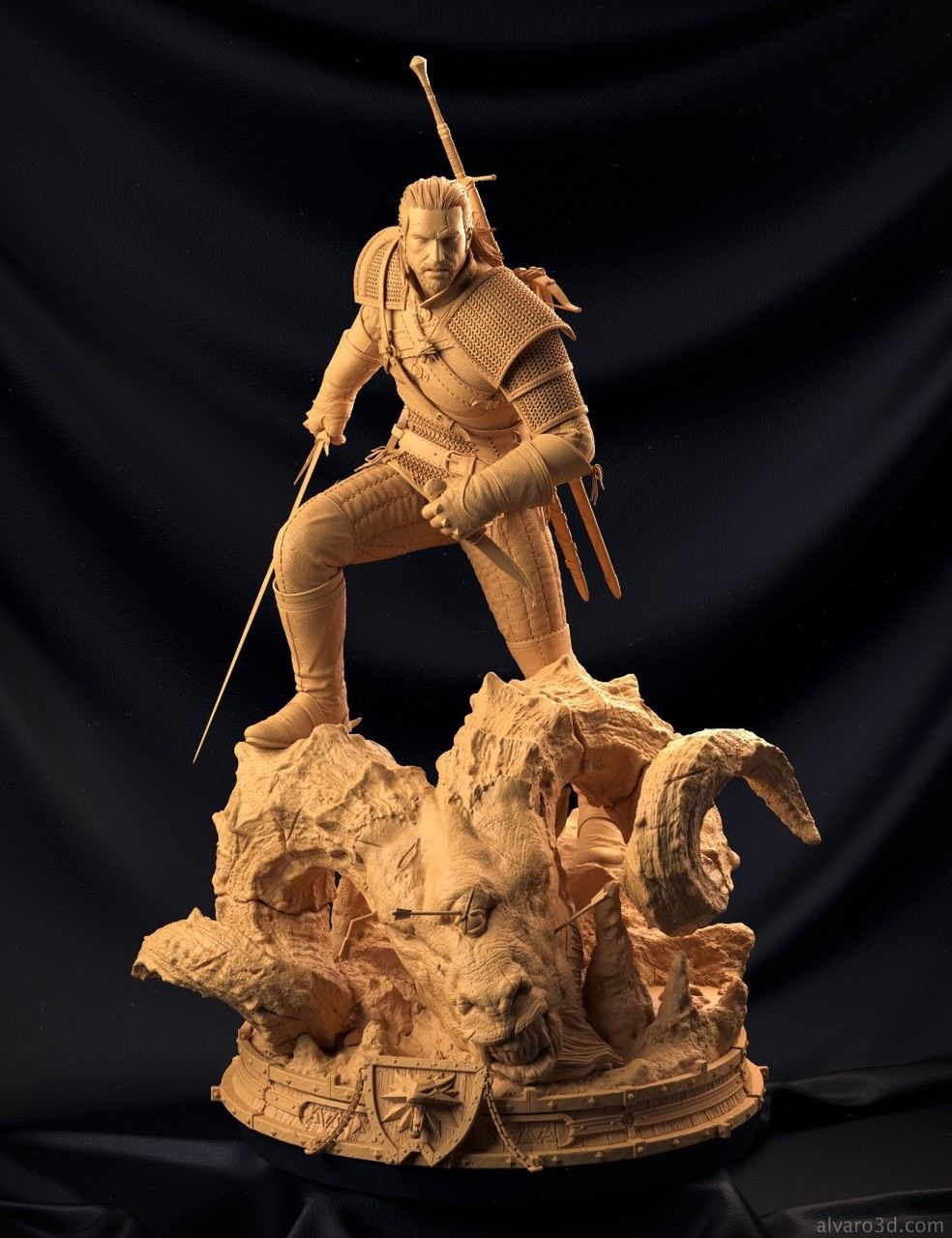 A Witcher 3 Geralt studio statue