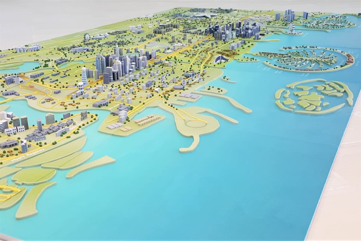 A 3D printed and scaled-down version of Dubai