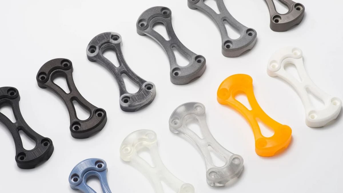 The same part created with various 3D printing technologies