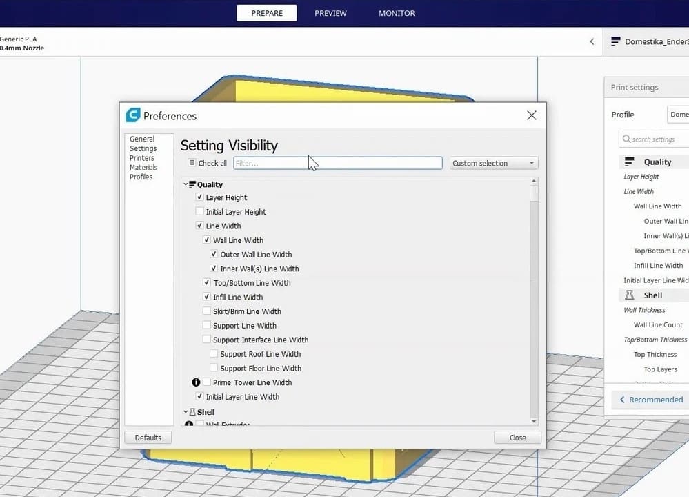 The print profiles in Cura can be helpful to check after you've tried technical fixes