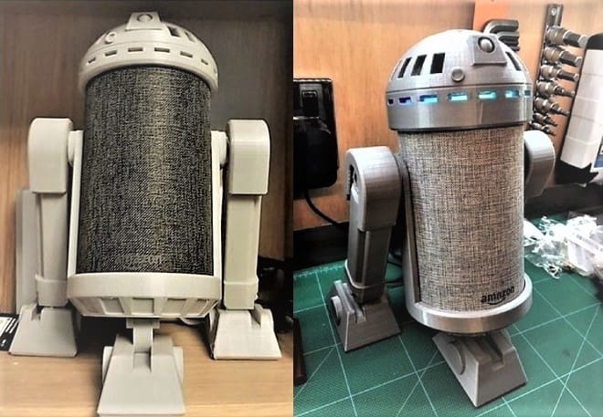 The blue light even shines through the holes around R2's head when Alexa is talking
