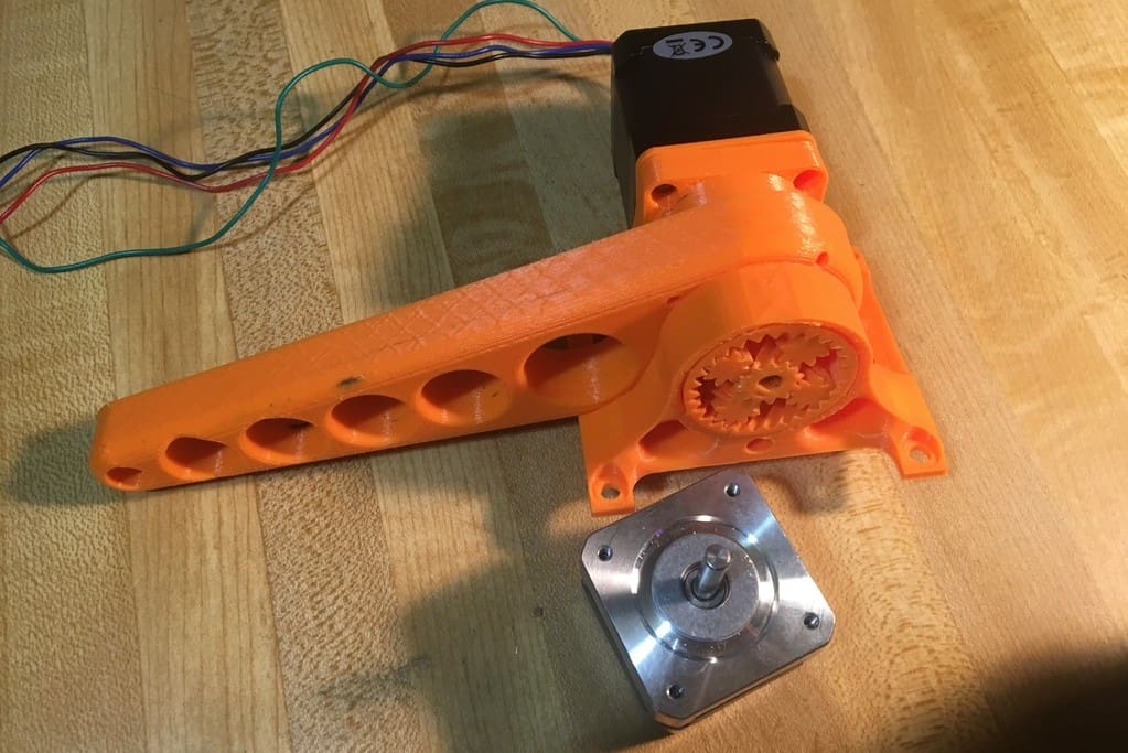 This planetary gearbox fits a standard NEMA 17 stepper motor for future robotics projects