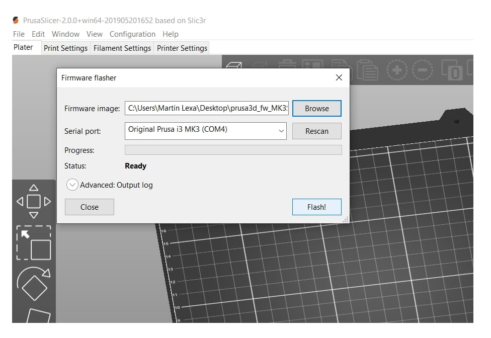 Using PrusaSlicer for firmware updating