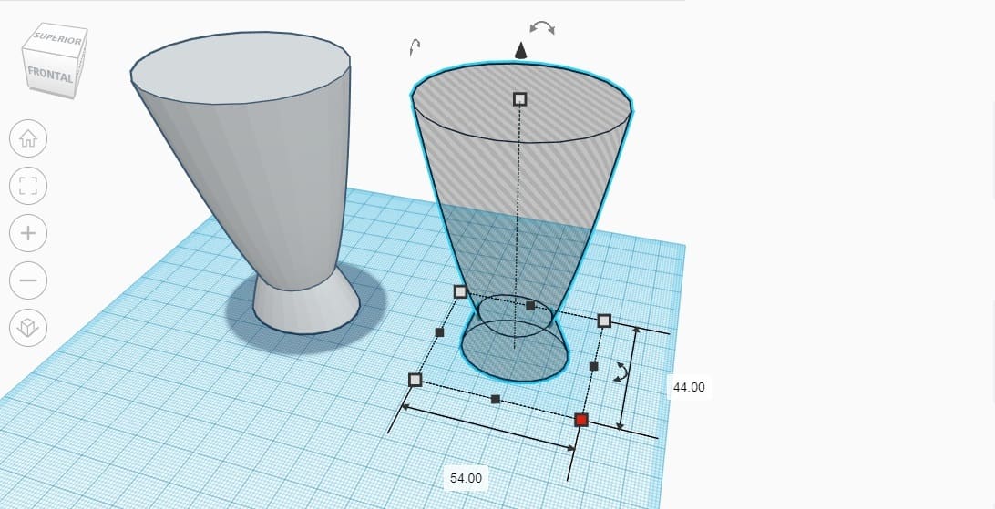 The solid and hole objects side by side