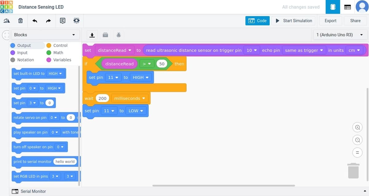 The Arduino coding blocks are easy to use