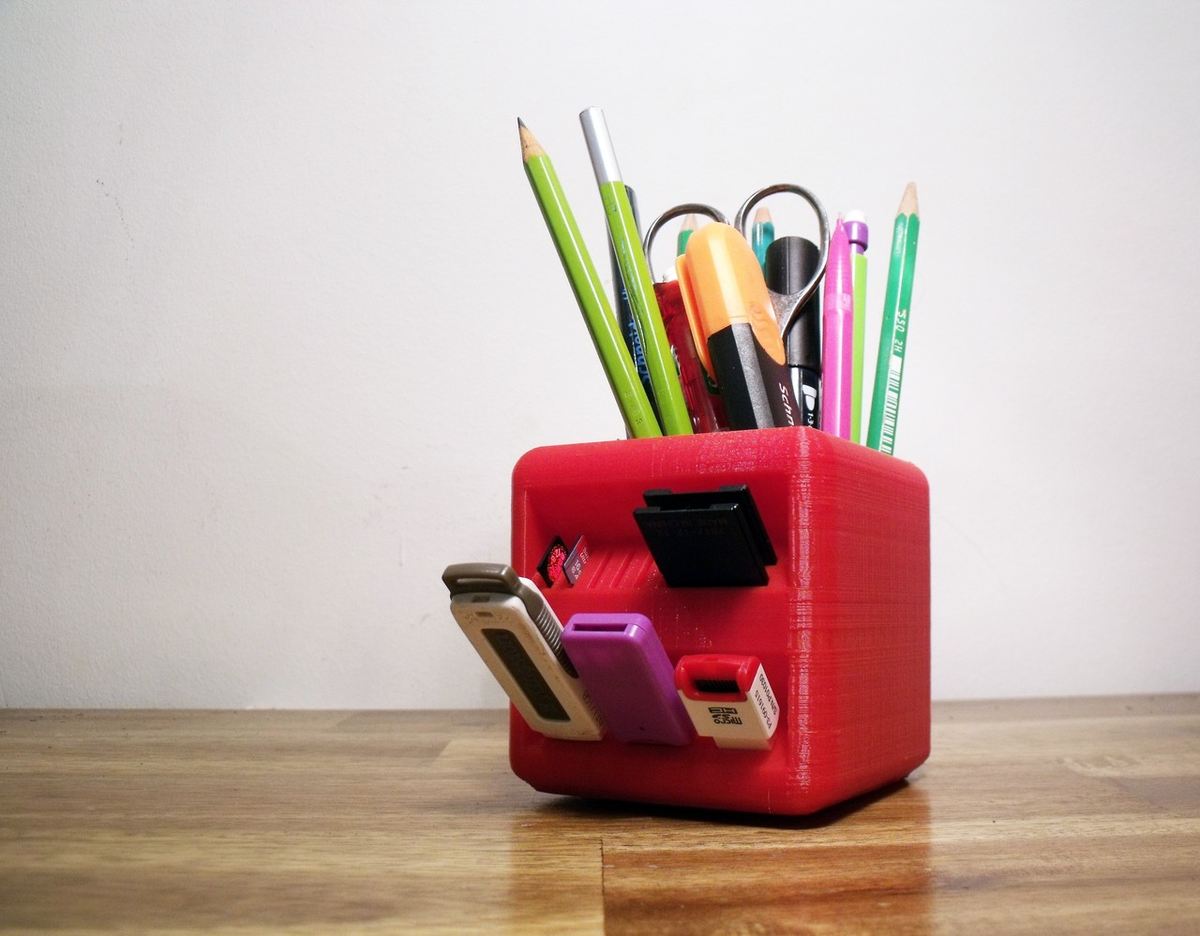 This complete desk organizer looks nice and does the job