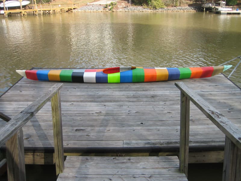 Jim Smith's incredible kayak sitting on the dock