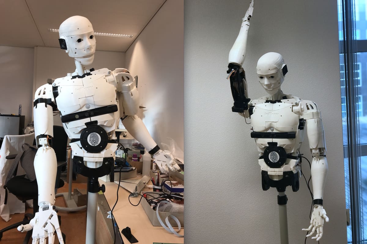 The upper torso of the InMoov humanoid