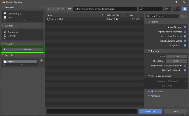 Importing in Blender