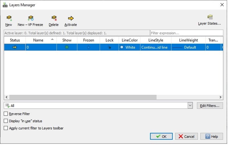 The Layers Manager window