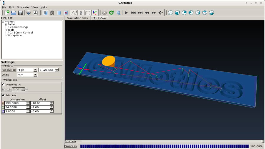 CAMotics is a straightforward, user-friendly CNC simulator for the DIY community
