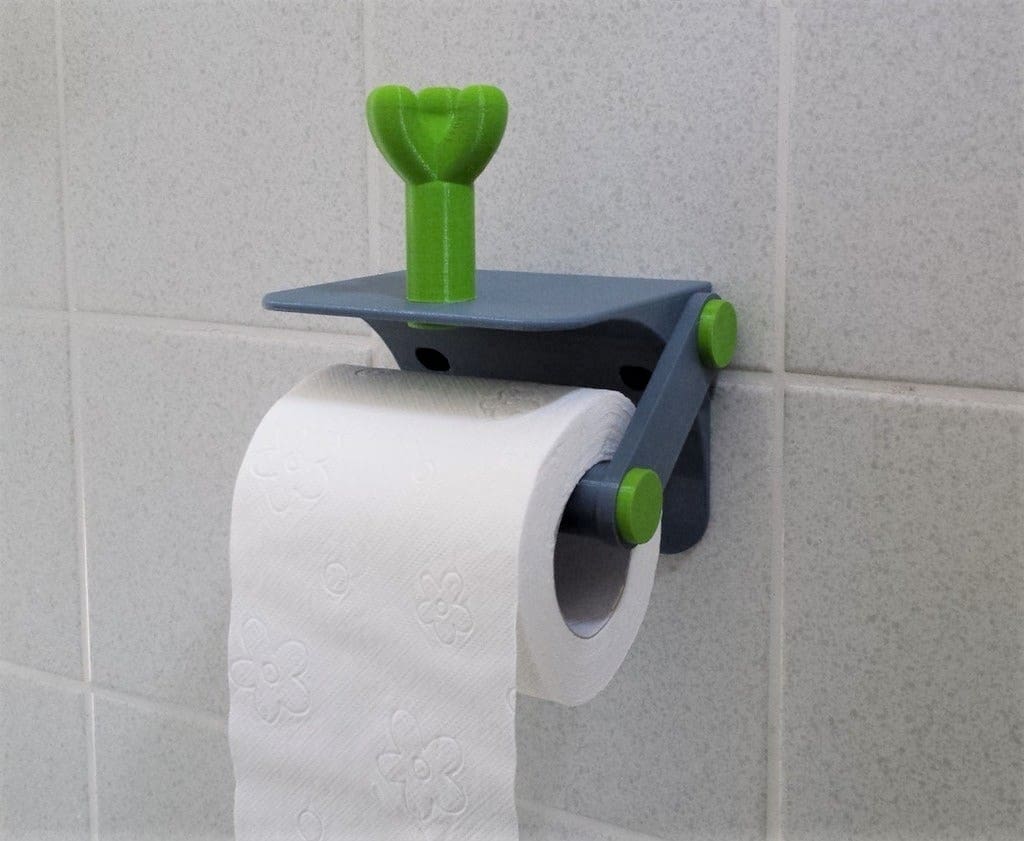 Using different colors makes this toilet paper holder more stylish