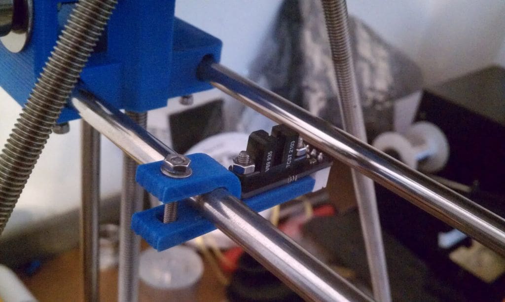 Endstops are attached to the axes to define the boundaries of the print space