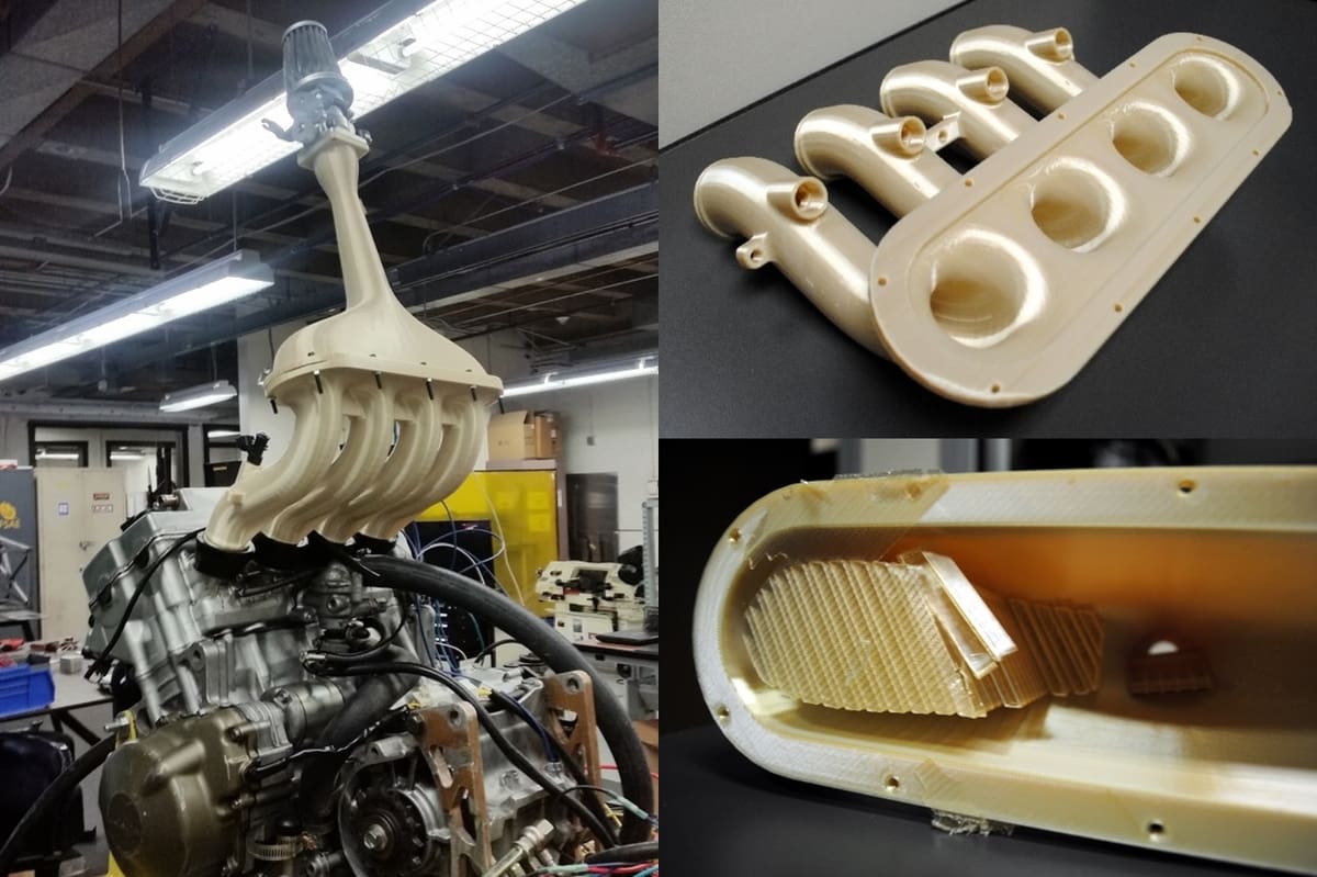 The final intake manifold, printed in Ultem