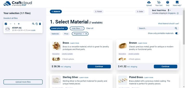 Choosing a material is straightforward and clear