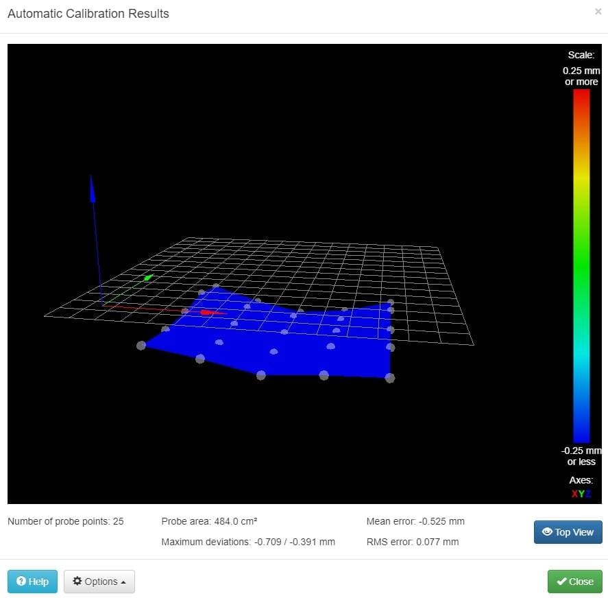 The Duet web control allows you to visualize your bed contour