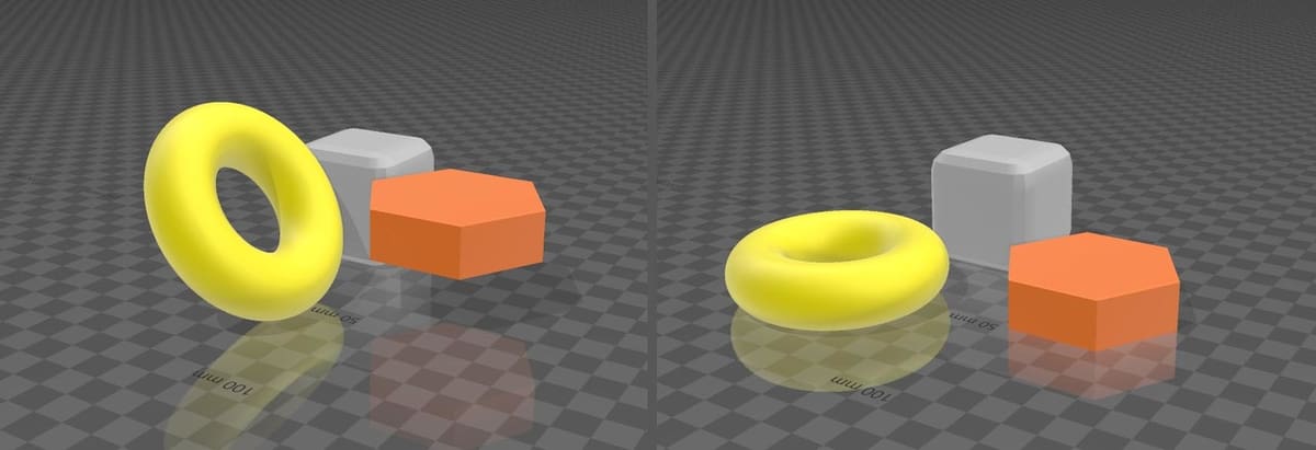 Objects before and after they were settled using the 