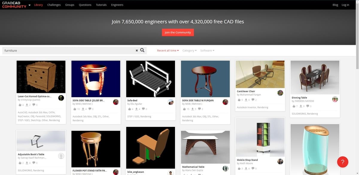 This engineering- and design-focused site has a broad user library of models