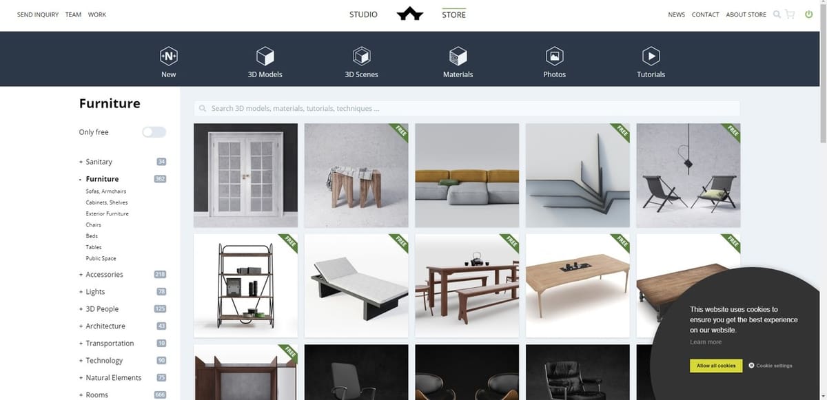 This unique interior design platform has many artistic 3D models