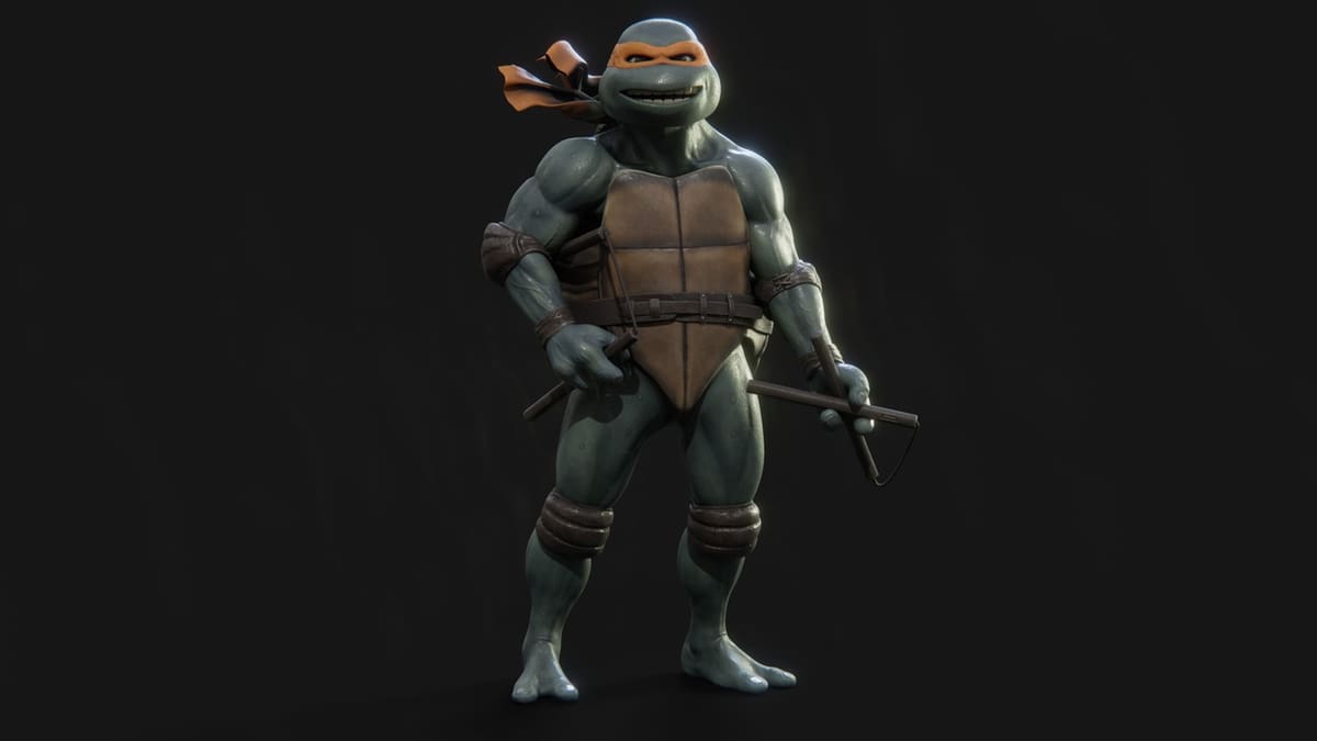 This rigged model of Michelangelo is totally radical!
