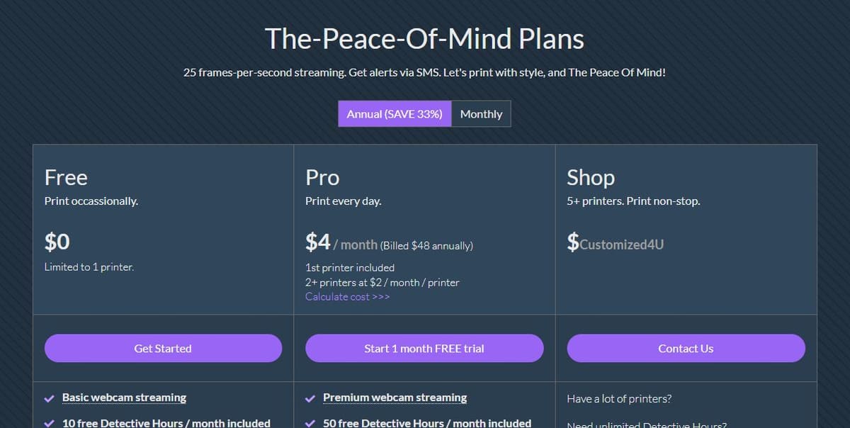You can find all the pricing details on the professional website
